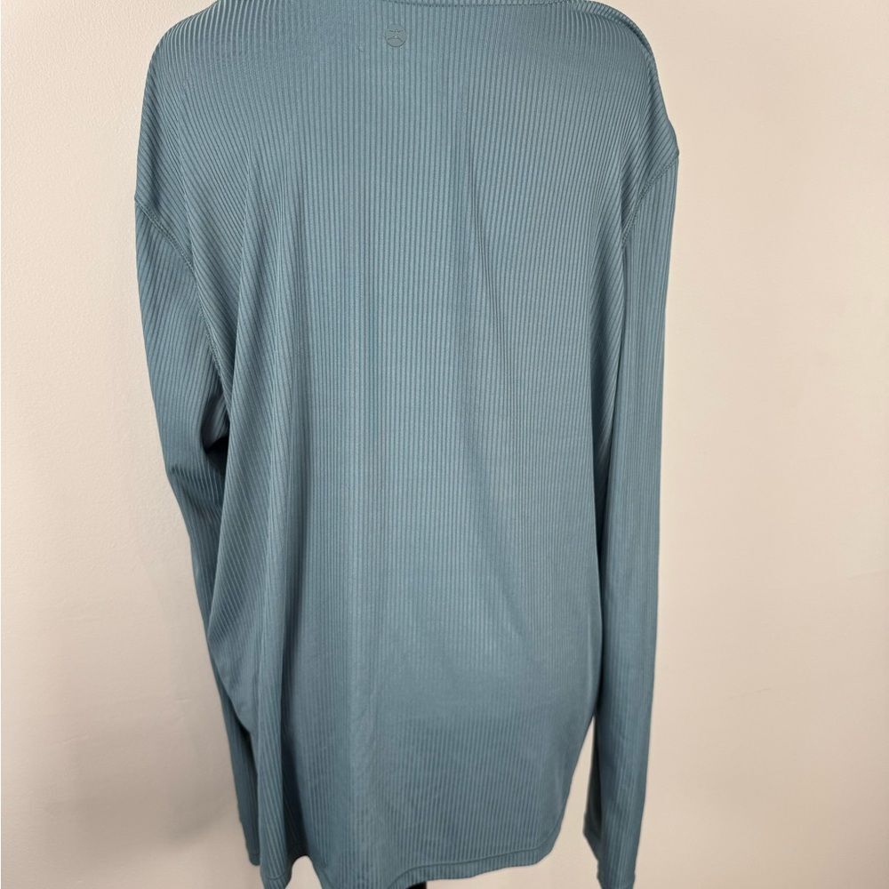 Danskin Teal Ribbed Long Sleeve Top - Picture 5 of 6
